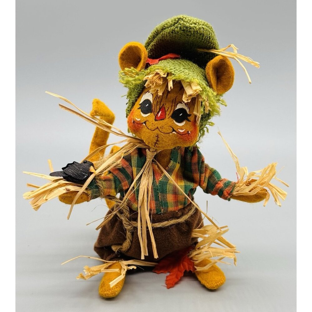 Annalee Mouse Scarecrow Crow Fall Halloween Figure 7 inch Eyes Open No Tag‎